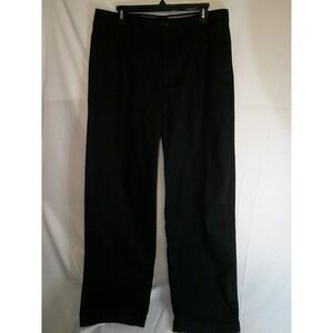 Chaps Mens Black Chino‎ Style Dress Pants W36 L32 Pleated Front